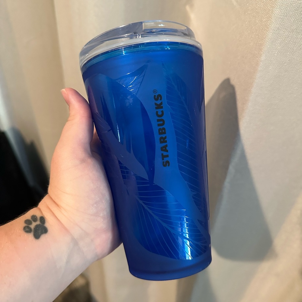 2021 blue leaves plastic cold cup